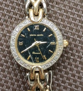 Pierre Cardin Womens "Diamond" Stainless Case Two Tone Band Watch black face - Picture 1 of 3