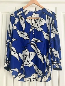 Blusa Veronica barba seta floreale scollo a V con bottoni taglia large - Foto 1 di 6
