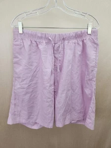 H&M Men's Light Purple Relaxed Fit Knee Length Linen Blend Drawstring Shorts - S - Picture 1 of 6