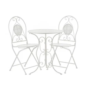 Set tavolo rotondo e sedie giardino in ferro bianco bianco - Photo 1/6