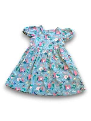 Vestido Mini Boden Azul Playa Sirena Algodón Manga Corta Niñas Talla 5-6 Foto 1 de 4