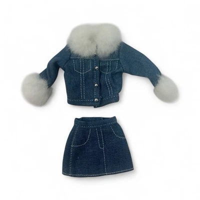 Mattel 1995 Barbie Muñeca Moda Avenue 14980 Denim Conjunto Imitación Piel Chaqueta Falda Foto 1 de 4