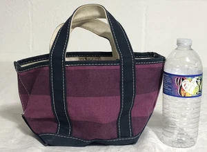 LL Bean Micro Mini Boat & Tote Bag Canvas Open Top Striped Coastal Beach Preppy - Picture 1 of 14