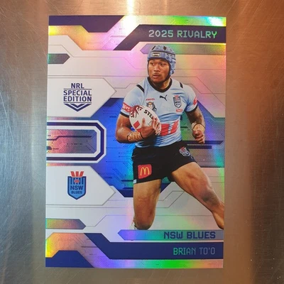 Tarjeta de plata 2025 NRL Rivalry Brian To'o S 07/36 State of Origin Blues Foto 1 de 2