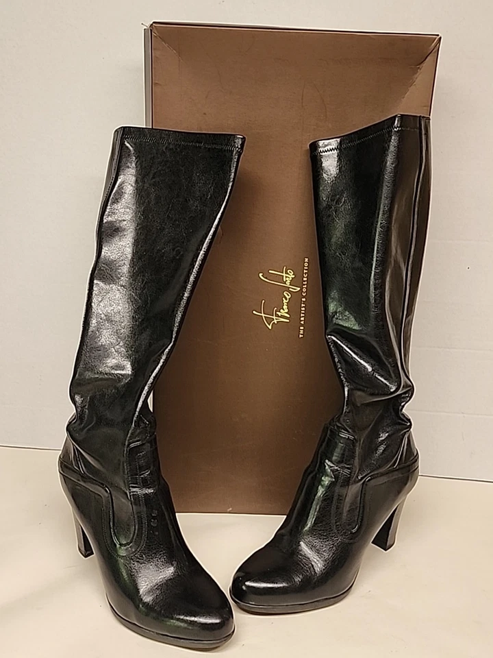 Franco Sarto Boots Women's 9 M Black Leather Riding Tall Knee High Heel Artist's - Image 1 of 4