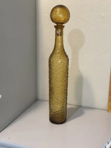 Empoli MCM Blase/Scharnier Braunglas Genie Flasche Italienisch Retro Kunst Glas 18" - Bild 1 von 5