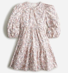 J CREW CREWCUTS Girls Sz 4 Paisley Print Cotton Tiered Long Sleeve Dress - Picture 1 of 4