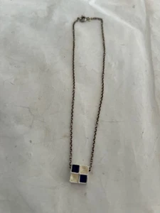 Sterling Silber Quadrat Charm Plättchen Anhänger Kette Halskette - Bild 1 von 4