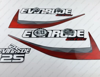 Evinrude 25 hp ETEC 2011-2014 outboard engine decals sticker set Graphite Cowl - Image 1 of 4