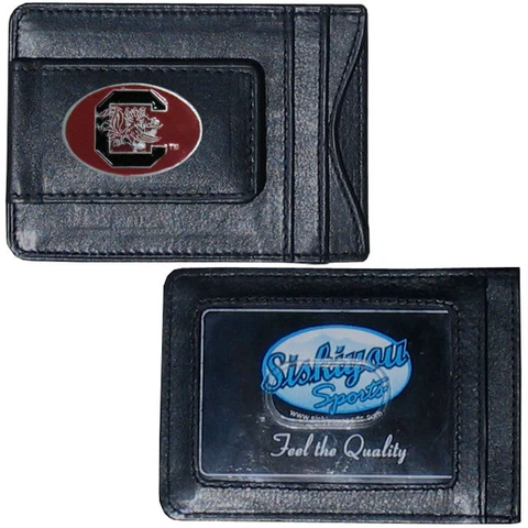 South Carolina Gamecocks Fine Leather Money Clip ID Card Cash Holder Wallet NCAA Cover
