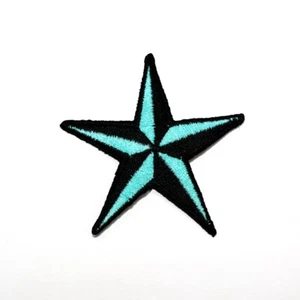 Light Blue Nautical Star patch Symbol Emblem for DIY Iron on Clothes Jean Jacket - Picture 1 of 10