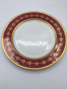 ROB411 ROYAL BAYREUTH Dinner Plate Red Rim, Gold Encrusted Bands, Scrolls - Picture 1 of 5