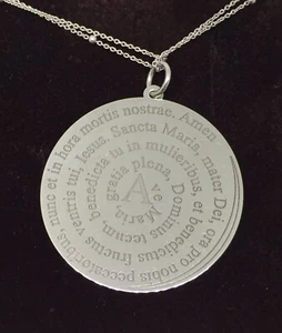 KETTE SILBER 925 DAMEN HALSKETTE HALSKETTE ANHÄNGER AMEN AVE MARIA 90 CM - Bild 1 von 9