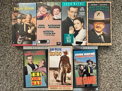 VHS Movie LOT (7) Classic John Wayne Movies - Rooster Cogburn, Rio Grande, Hondo - Image 1 of 2