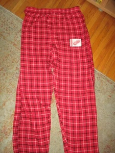DETROIT RED WINGS PAJAMA PANTS Flannel Sleep Lounge Wear Sewn Logo Patch LARGE - Picture 1 of 3