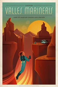 Space Poster - Mars Tourism - Valles Marineris - Space X - A4 Wall Art - Picture 1 of 1