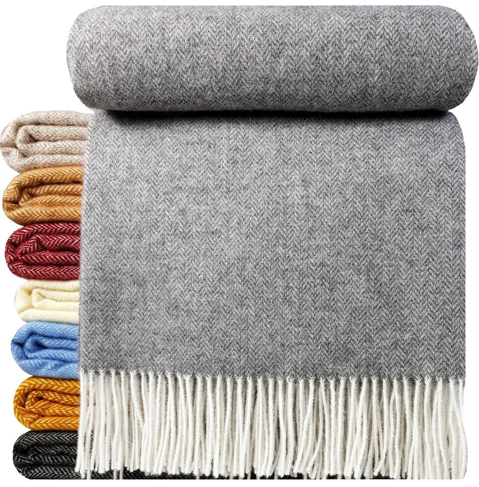 Wolldecke 100 Schurwolle Wohndecke Plaid decke 140x200cm Tirol Olive