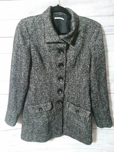 Extyn Italia Wool 5 Button 2 pocket Black White Coat size meduim  - Picture 1 of 12