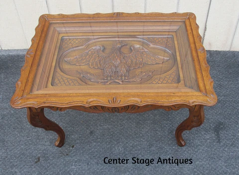63466 Antique  Hand Carved Eagle Tray Top Coffee Table Stand Cover