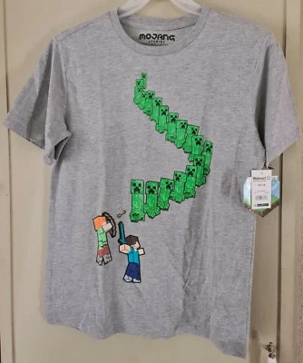 Mojang Minecraft Boys Mine Creeper Walk T-Shirt Gray Size XXL (18) BRAND NEW! - Image 1 of 4