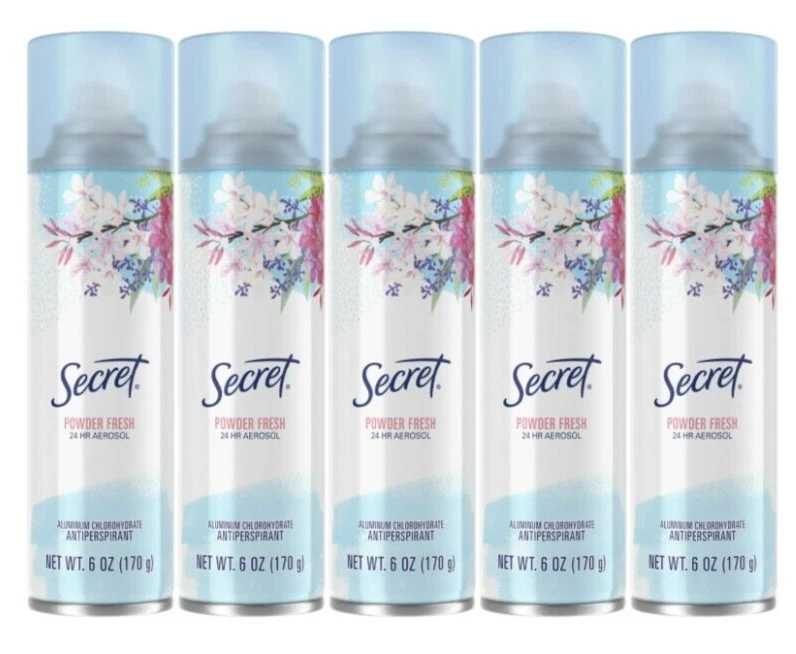 5 PACK Secret POWDER FRESH 24HR Aerosol Antiperspirant Deodorant Spray 6oz - Image 1 of 4
