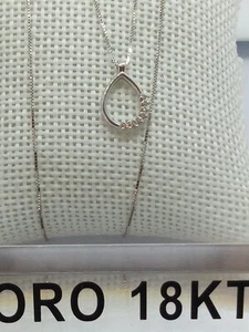 Collana in oro bianco 750 18 carati diamanti carati 0,04 con garanzia G-VS +2320 - Foto 1 di 4