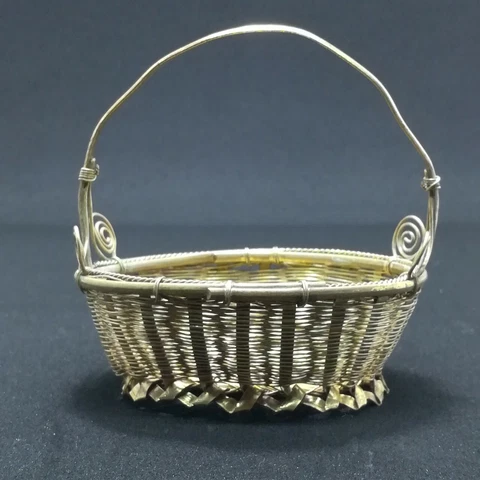 Vintage Miniature Brass Baskets Handcraft Fine Art Wicker Ornament Collectibles Cover
