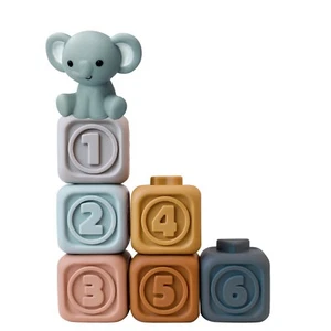 Kyoot 7pcs Silicone Baby Building Blocks Stacking Nesting BPA-Free Teething Toy - Picture 1 of 9