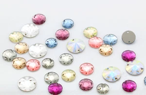 Superior PRIMERO 3200/G Rivoli Round Partly Frosted Flat Sew-On Stones Crystals - Picture 1 of 11