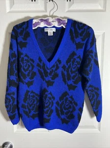 Vintage 80’s V Neck Knit Sweater Medium - Bild 1 von 9