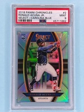 2018 Panini Chronicles Select Carolina Blue Prizm #2 Ronald Acuna Jr 49 RC PSA 9