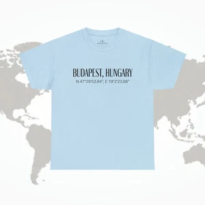Camiseta de viaje moderna Budapest Hungría Coordinates 4 colores unisex NUEVA - Imagen 1 de 41
