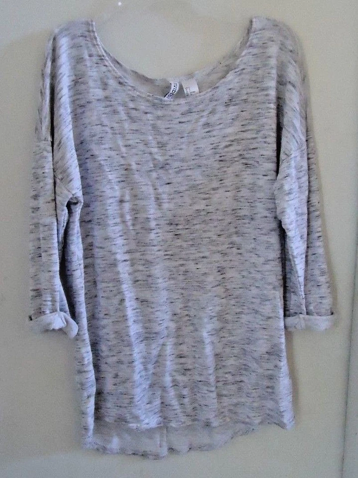 H&M разделенный туника Топ женщин S искусственно состаренный белый серый 3/4 рукав падение плеча - Изображение 1 из 4