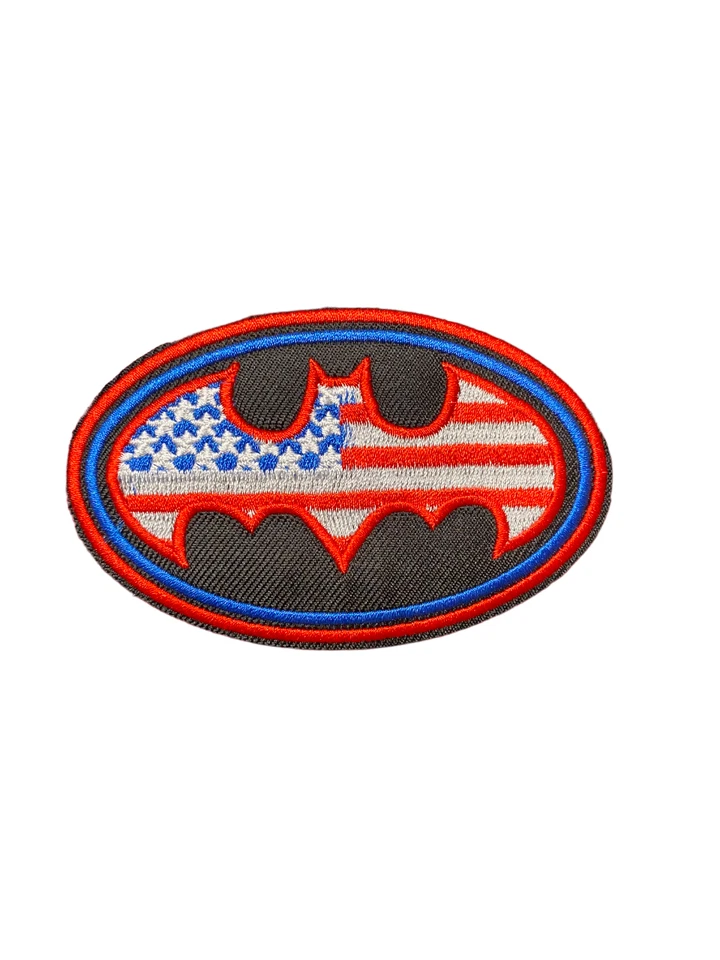 Batman Logo American Flag Patch, Iron On/Sew On - Image 1 of 1