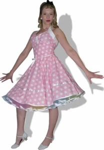 Tanzkleid der 50er Punktekleid Rockabilly rosa große weiße Tupfen - Bild 1 von 4