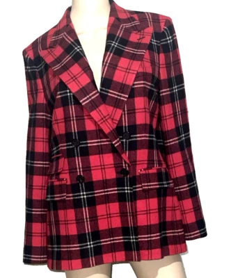 Ralph Lauren Kellin Tartan Plaid Wool Cashmere Double Breasted Blazer Jacket 8 - Image 1 of 4