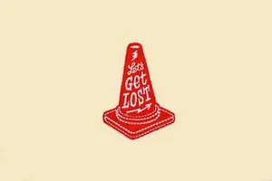 Traffic Cone ’Let Get Lost‘ Iron On Patch/Traffic Cone Badge/DIY Embroidery/Deco - Picture 1 of 4