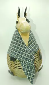 Unique Cow Round Wicker Basket 9" with Piggy Bank Farm Animal Farmhouse Rustic - Picture 1 of 8