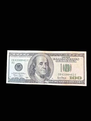 $100 Bill 2001 Series – Circulated Federal Reserve Note – Benjamin Franklin - Image 1 of 2