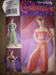 Simplicity Pattern #3626.  Genie Halloween Costume.  Sizes 2T-Misses 16 - Picture 1 of 2