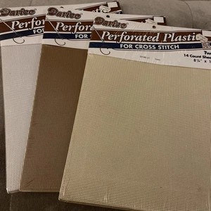 Darice 14 Count Perforated Plastic 8.25x11 White Brown Ivory 2 sheet packs Lot 3 - Picture 1 of 2