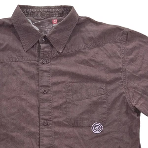 Element Skateboard Projects Textured Embroidered Shirt SS Skater Brown Mens XL - Picture 1 of 7
