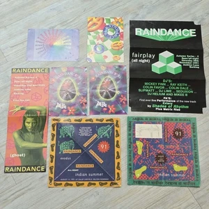Raindance Rave Dance Flyers X 8 Bundle Indian Summer The Egg 1991 1992 - Picture 1 of 9