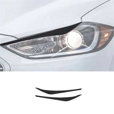 Cubiertas de párpados de lámpara de faros delanteros de fibra de carbono para Hyundai Elantra 2016-2018 Foto 1 de 4