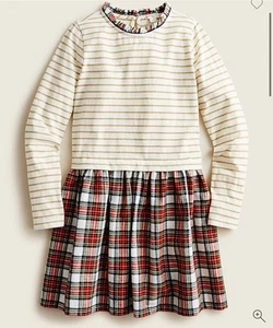 J crew crewcuts Kids Girls ruffleneck mixy dress in Stewart tartan L 10-11 - Picture 1 of 6