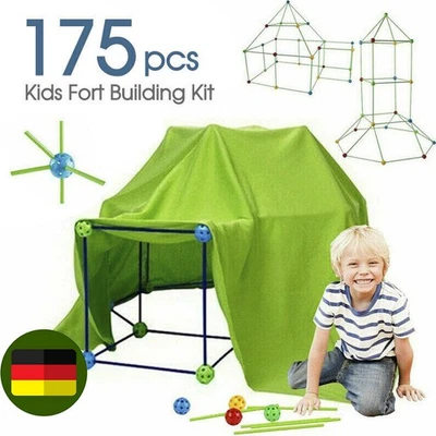 MARKENLOS 175 Stück DIY Bauen Kinder Zelt Höhle Set Geschenk Bausteine Party Spielzeug DHL