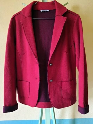 Public Wollejacke Wollemantel Tracht Jacke100% Merino wolle wein rot Gr:36/38 - Bild 1 von 4