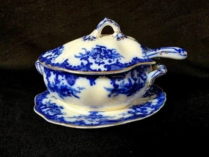 Soßenterrine Schöpfkelle & Unterschale Flow Blau Versailles Möbel Antik Selten! - Bild 1 von 5