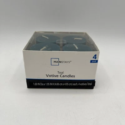 Mainstays Votive Candles, Teal, 4-Pack Blue D0912338 - Image 1 of 4
