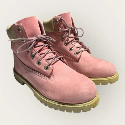 Timberland Clásico 6" Rosa Nubuck Botas de Cuero Con Cordones Talla Niñas 6 Chukka Foto 1 de 4
